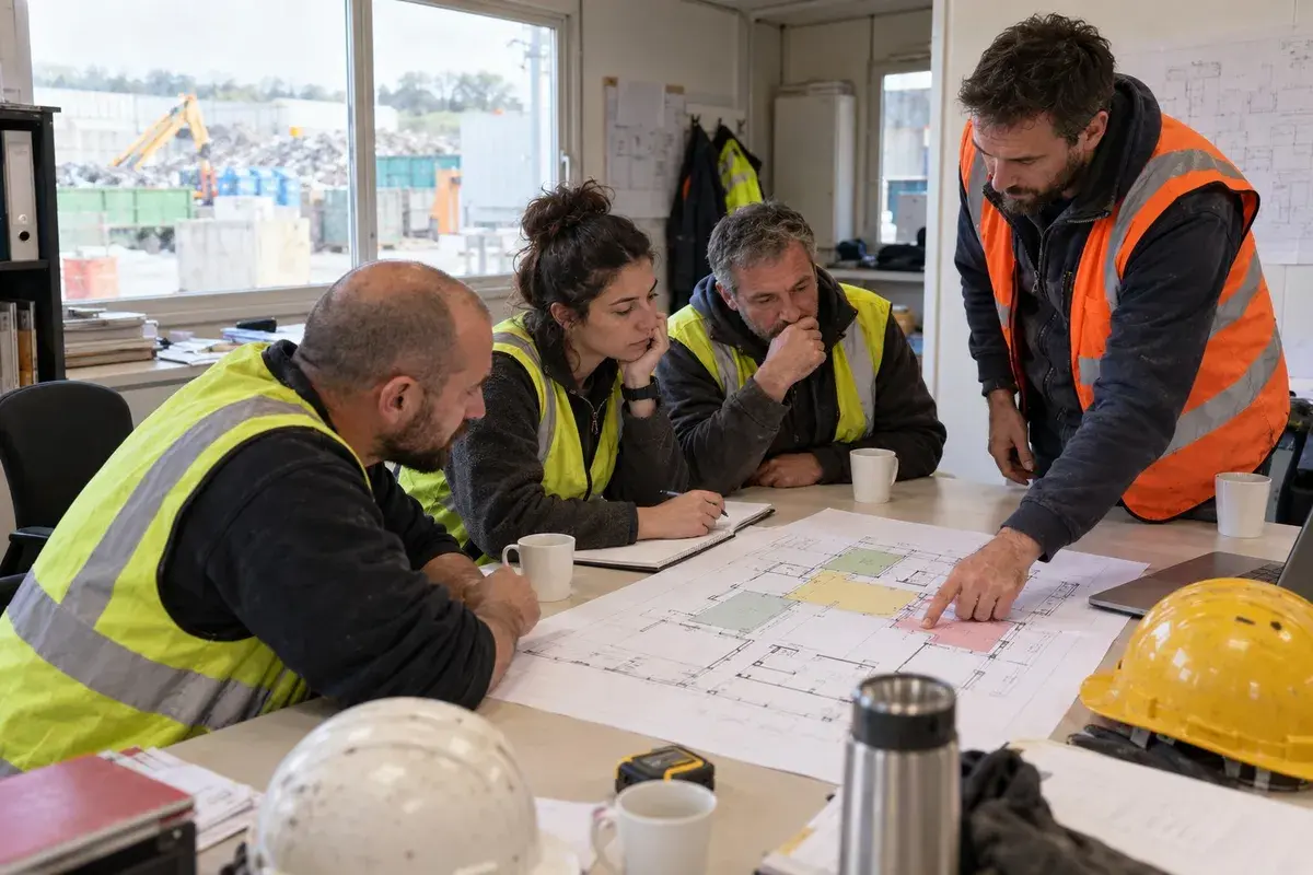 Salarié non-électricien en formation habilitation B0 / H0 / H0V chargé de chantier, équipé de gants isolants, devant une armoire électrique