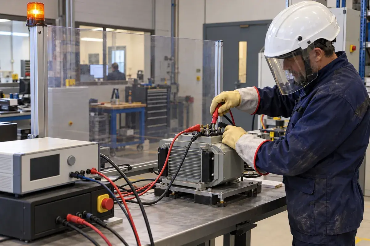 Électricien en formation habilitation BE Essai intervenant sur une armoire basse tension