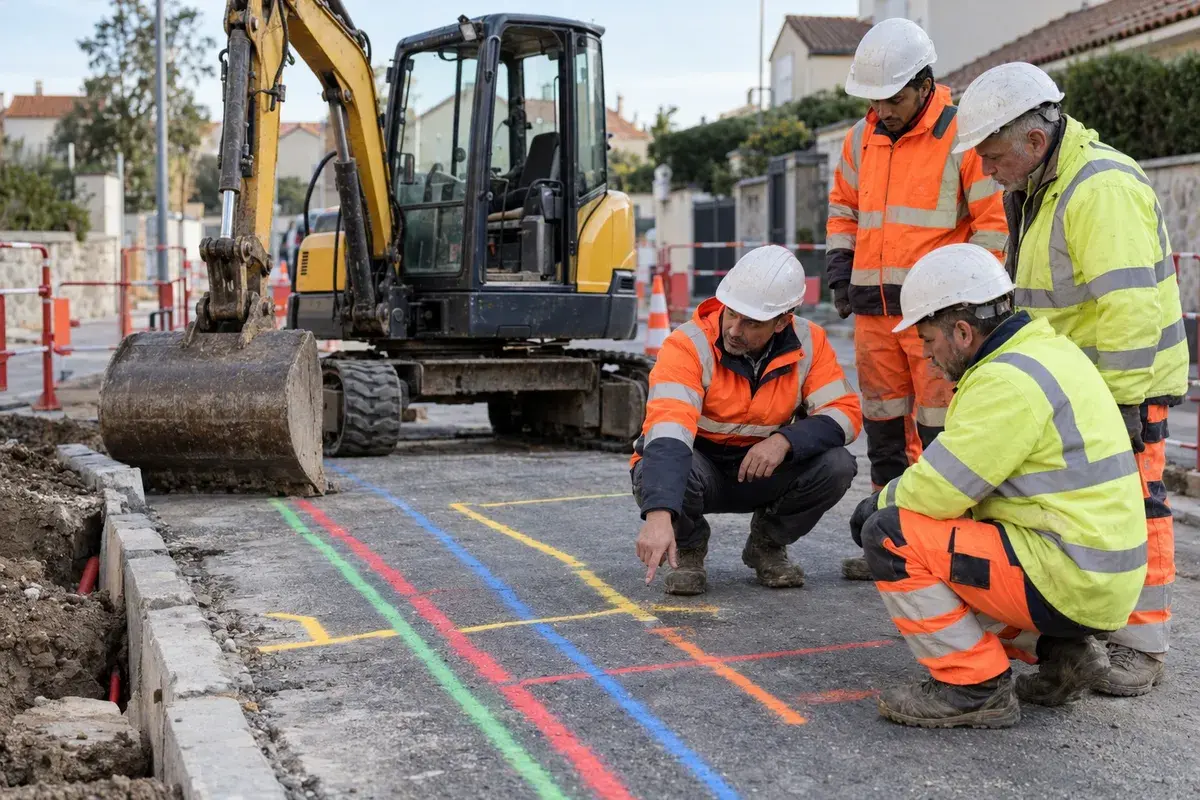 Stagiaire en formation habilitation BF-HF chargé de chantier sur chantier, avec ses équipements de protection