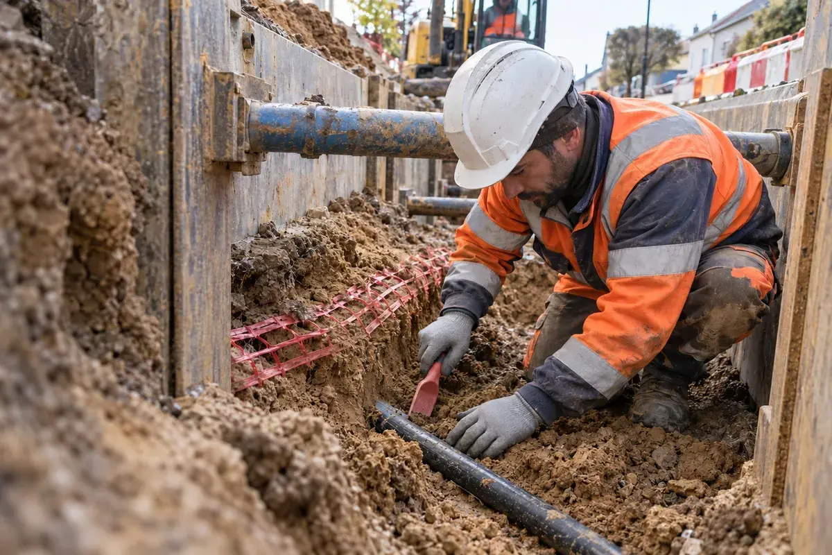 Stagiaire en formation habilitation BF-HF exécutant sur chantier, avec ses équipements de protection