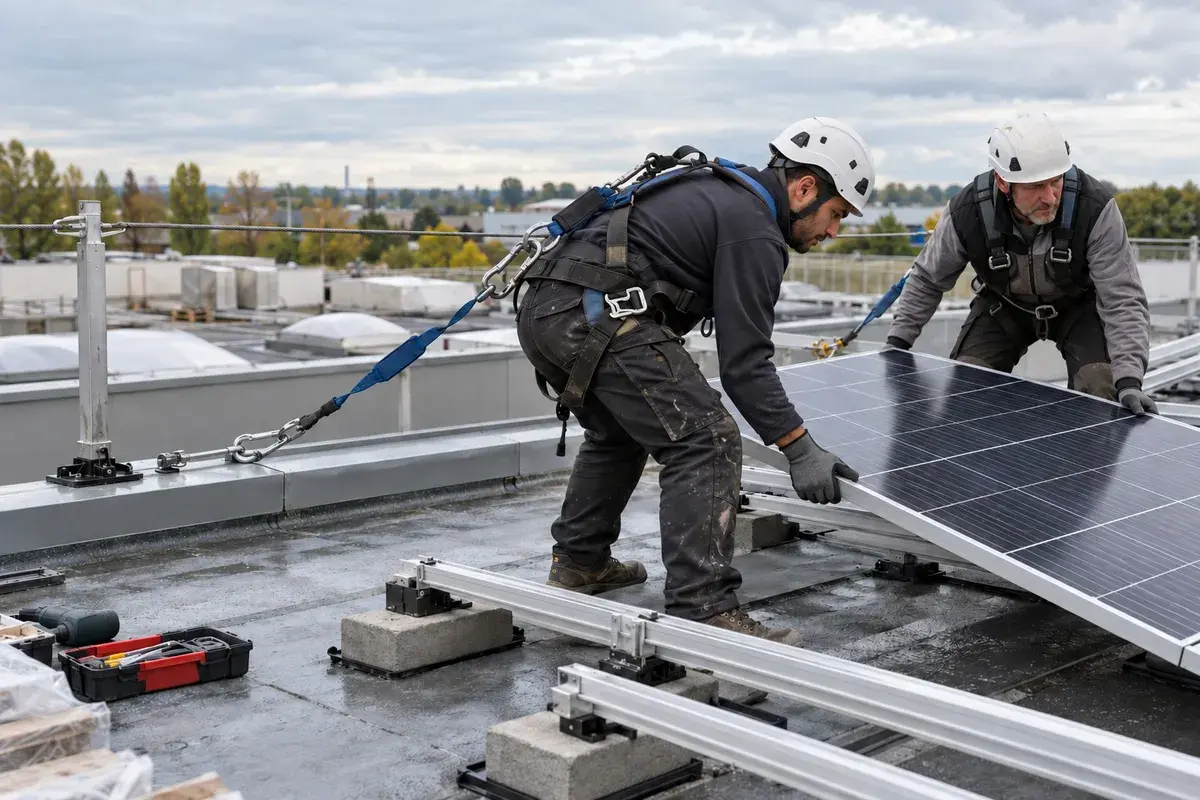 Stagiaire en formation habilitation BP sur chantier, avec ses équipements de protection