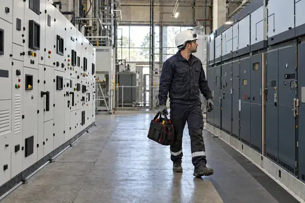Électricien en formation habilitation BT et HT (B1V, B2V, BR, BC, H1V, H2V, HC) dans un poste haute tension