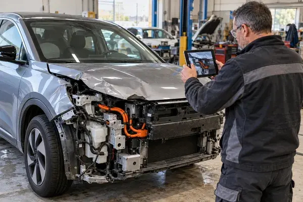 Technicien en formation habilitation BEL Expertise intervenant sur un véhicule électrique