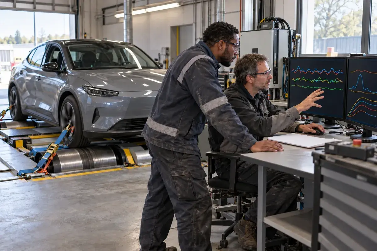 Technicien en formation habilitation BRL et BEL Essai intervenant sur un véhicule électrique
