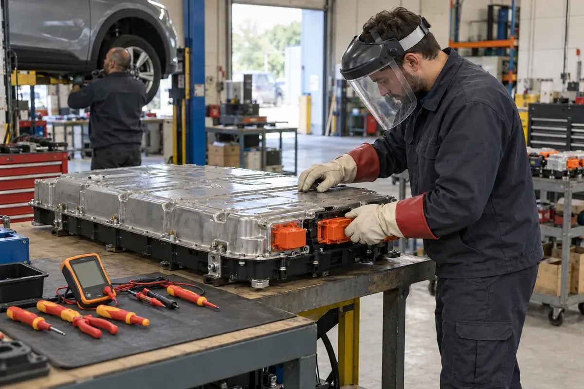 Technicien en formation habilitation B1XL / B2XL Opération batterie intervenant sur un véhicule électrique